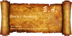 Berki Arnold névjegykártya